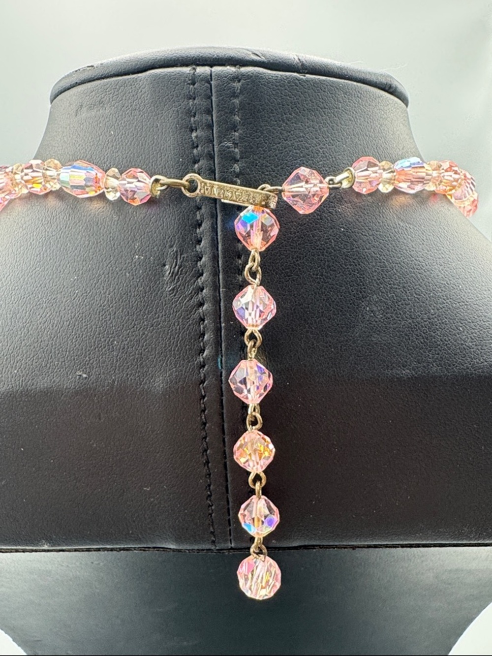 RARE Laguana Pink Aurora Crystal Bead Necklace - Picture 3 of 5